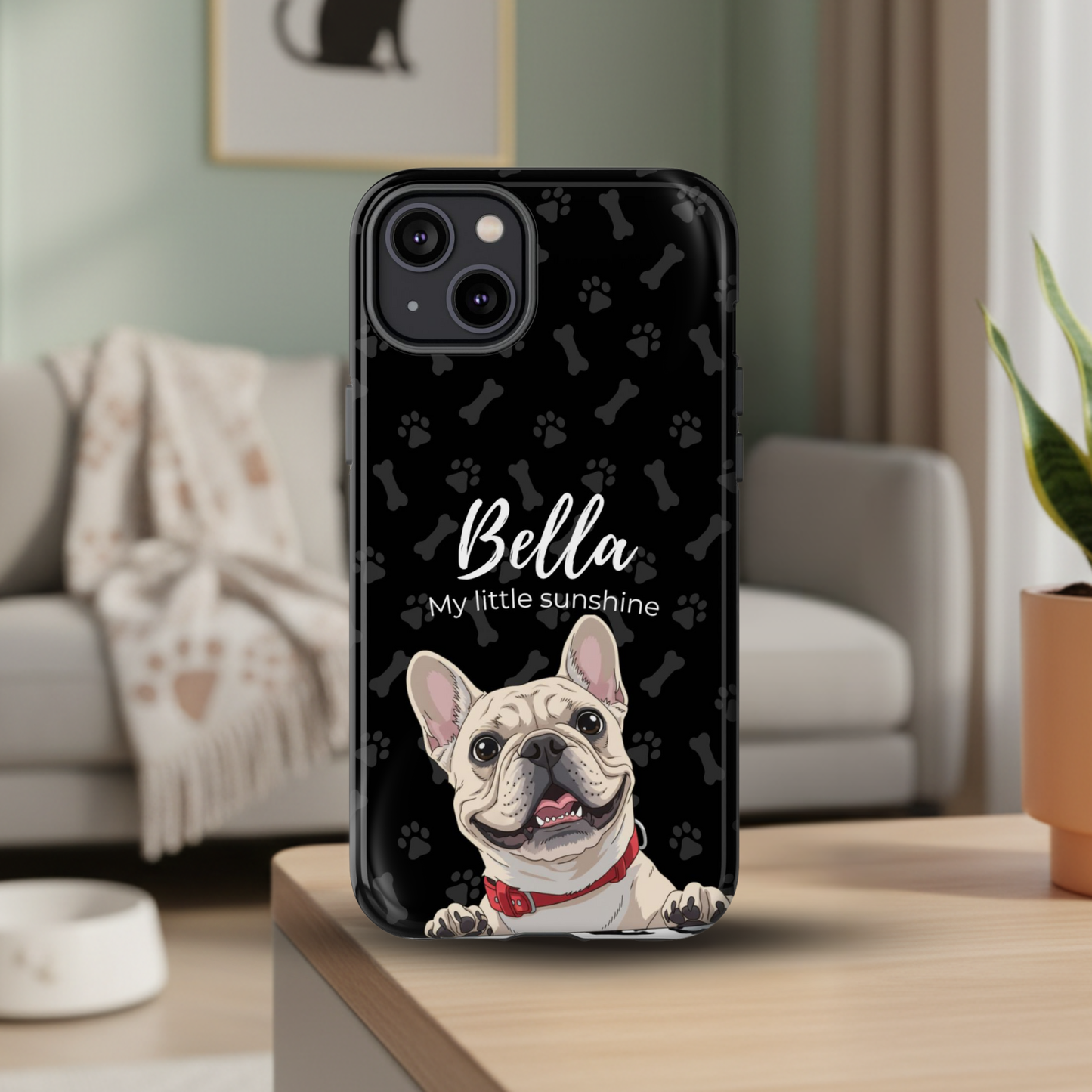 Funda de teléfono personalizada con foto, frase y nombre de tu mascota