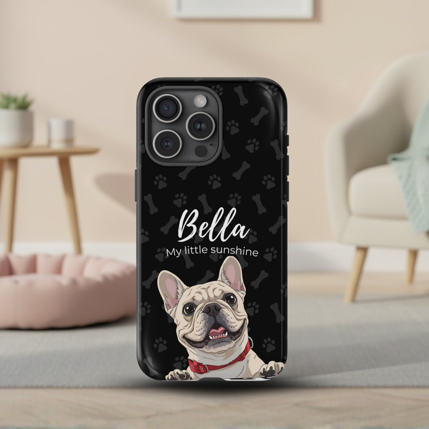 Funda de teléfono personalizada con foto, frase y nombre de tu mascota