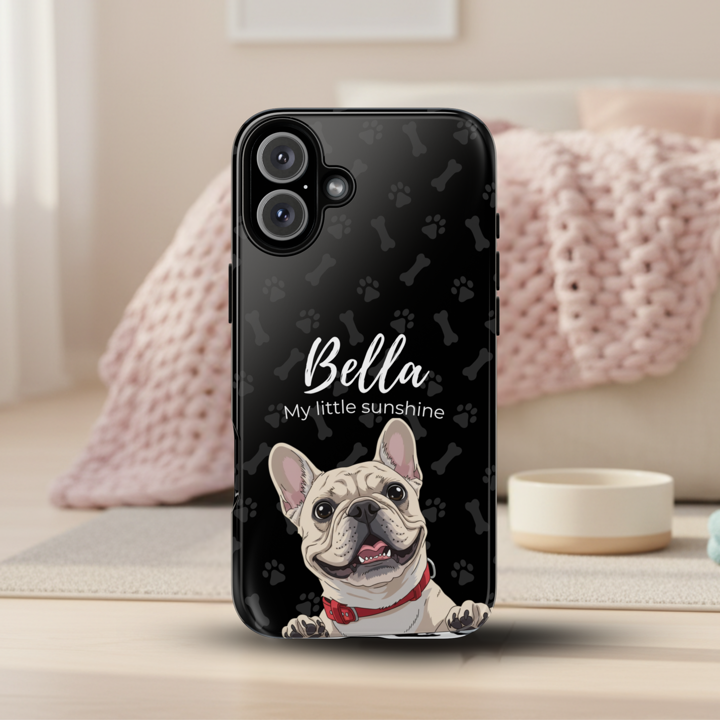 Funda de teléfono personalizada con foto, frase y nombre de tu mascota