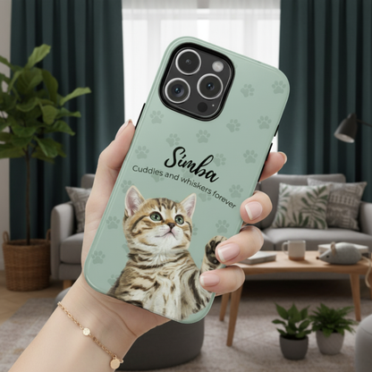Funda de teléfono personalizada con foto, frase y nombre de tu mascota