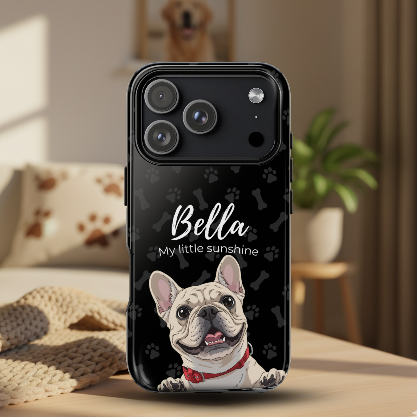 Funda de teléfono personalizada con foto, frase y nombre de tu mascota